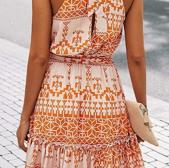 Orange & White-ish Dress / Size M - Picture 8 of 9